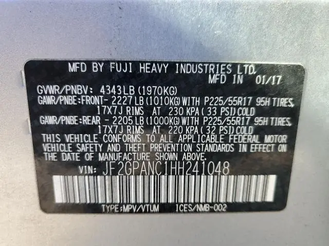 2017 SUBARU CROSSTREK LIMITED  