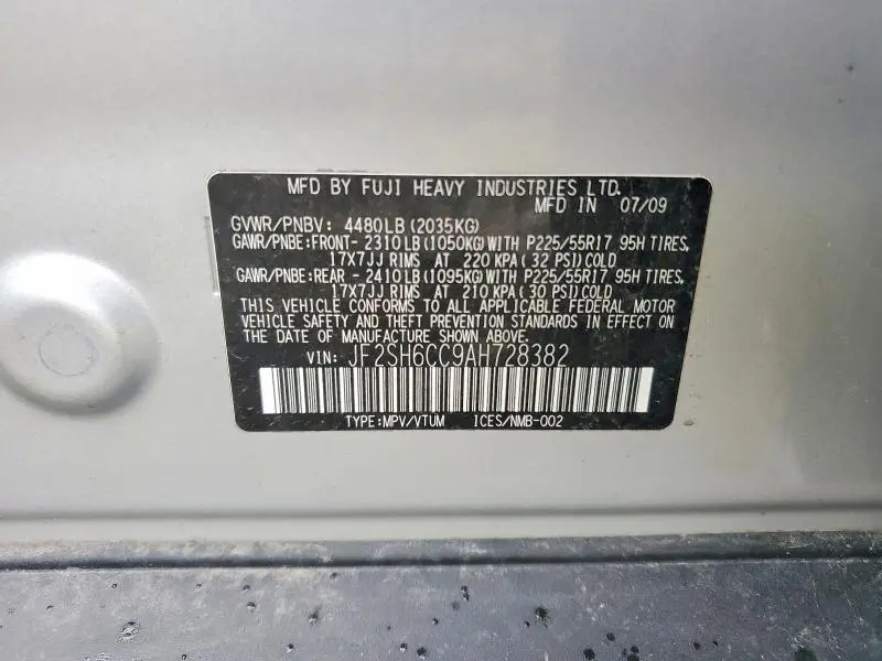 2010 SUBARU FORESTER 2.5X PREMIUM  