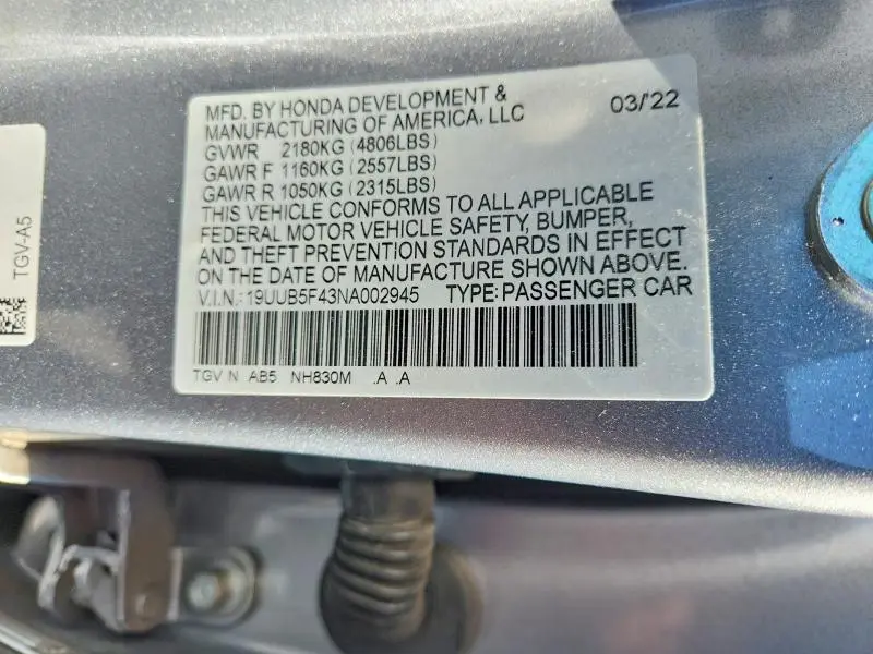 2022 ACURA TLX TECHNOLOGY  