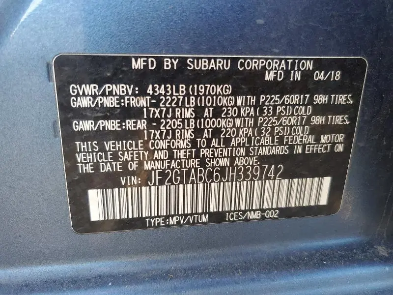 2018 SUBARU CROSSTREK PREMIUM  