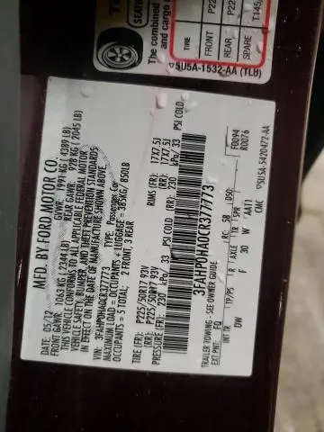 2012 FORD FUSION SE  
