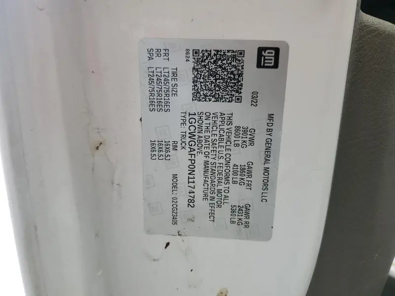 2022 CHEVROLET EXPRESS G2500   