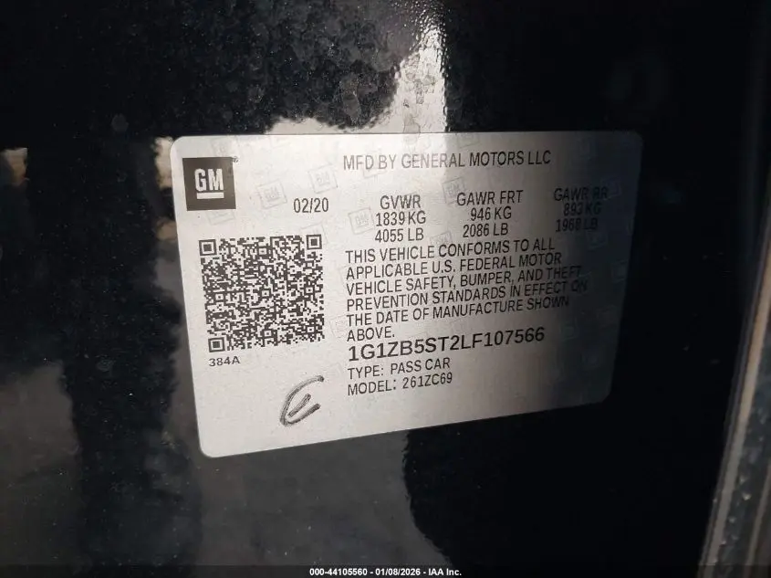 2020 CHEVROLET MALIBU FWD LS