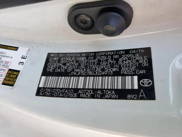 2016 TOYOTA SCION TC   