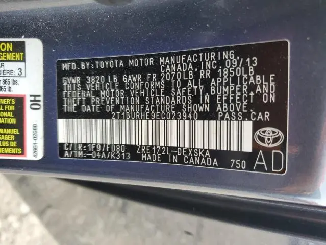 2014 TOYOTA COROLLA L  