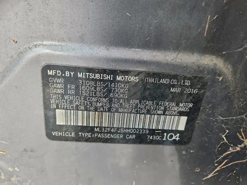 2017 MITSUBISHI MIRAGE G4 SE  