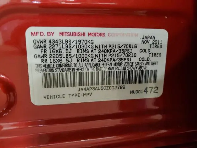 2012 MITSUBISHI OUTLANDER SPORT ES