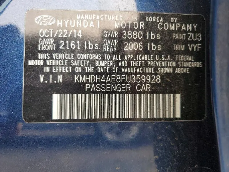 2015 HYUNDAI ELANTRA SE  