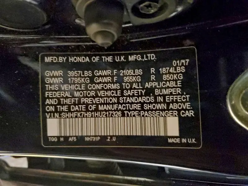 2017 HONDA CIVIC SPORT TOURING  