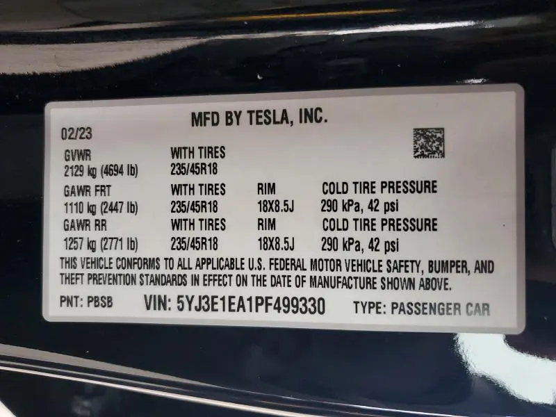 2023 TESLA MODEL 3   
