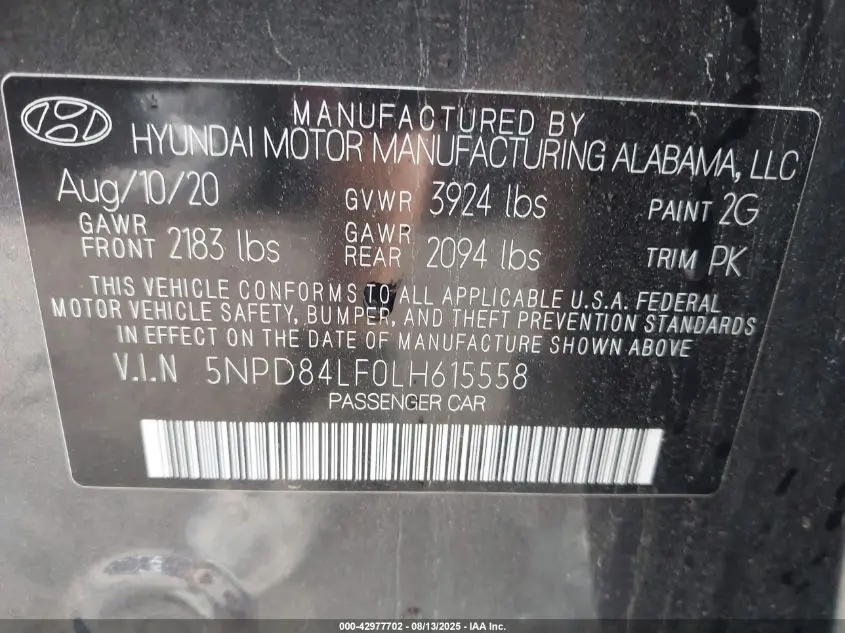 2020 HYUNDAI ELANTRA LIMITED