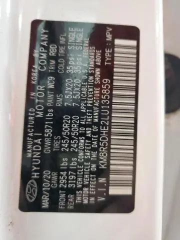 2020 HYUNDAI PALISADE LIMITED  