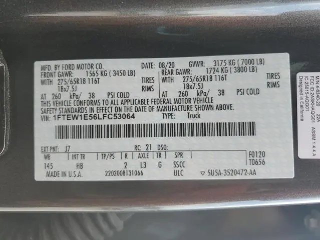 2020 FORD F150 SUPERCREW  