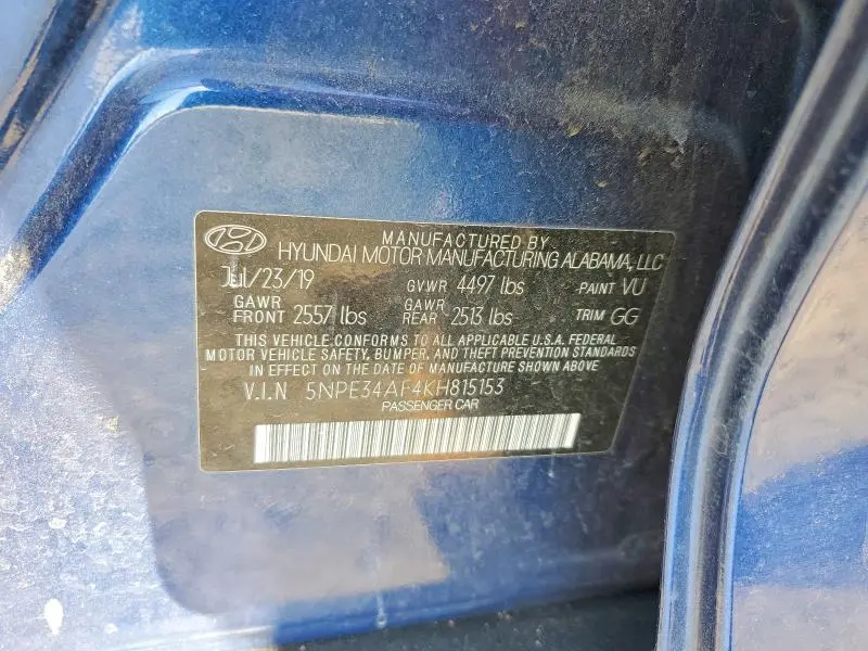 2019 HYUNDAI SONATA LIMITED  