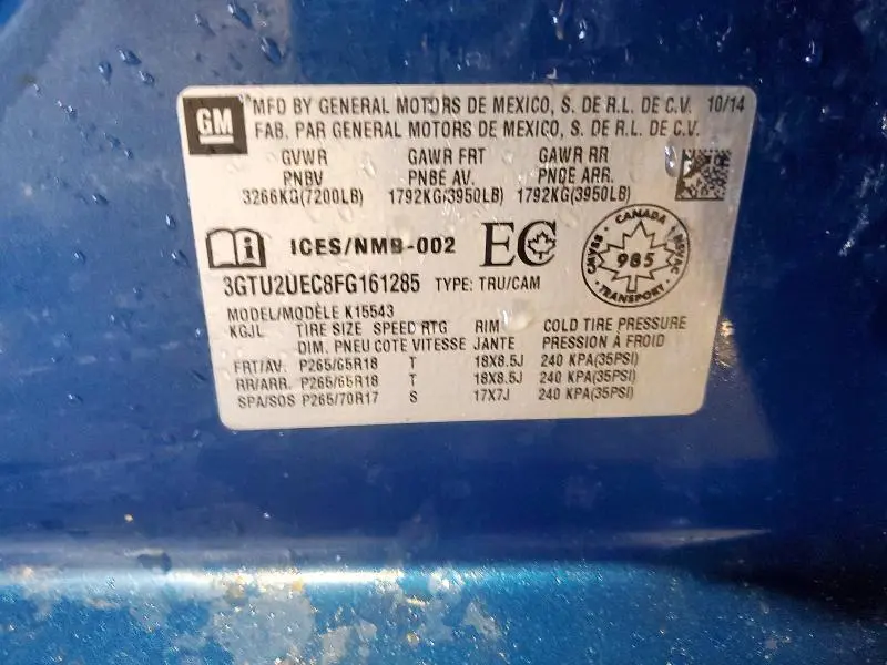 2015 GMC SIERRA K1500 SLE  