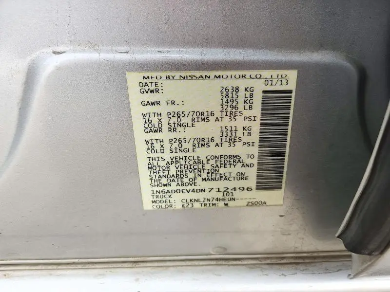 2013 NISSAN FRONTIER S  