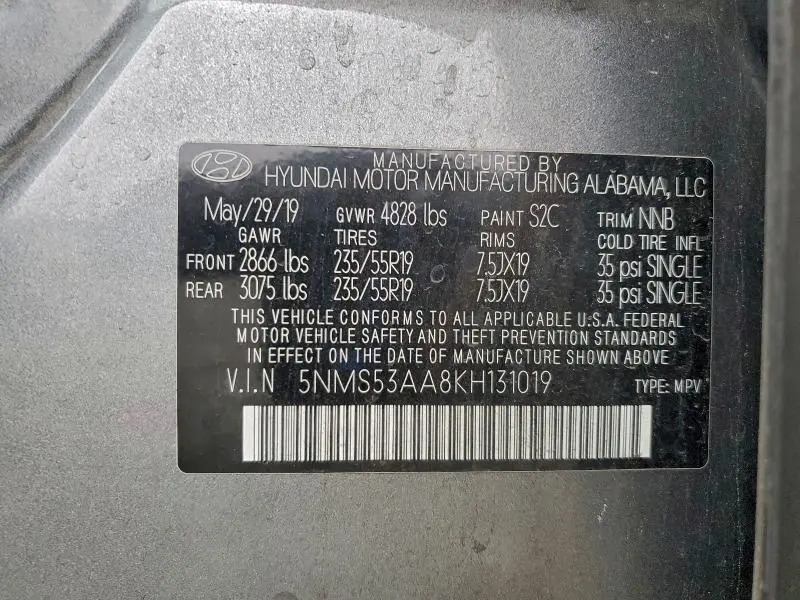 2019 HYUNDAI SANTA FE LIMITED  