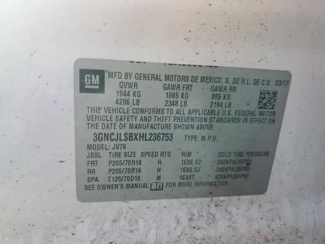 2017 CHEVROLET TRAX 1LT  