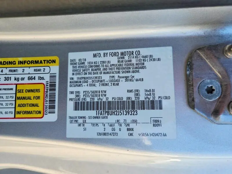 2018 FORD MUSTANG   
