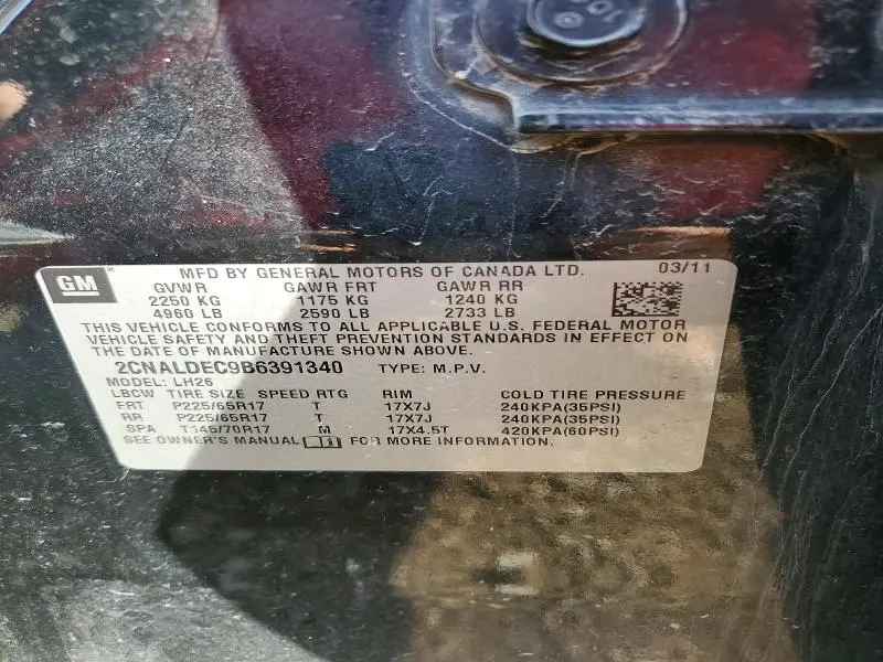 2011 CHEVROLET EQUINOX LT  