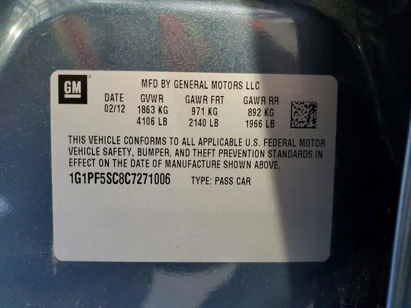 2012 CHEVROLET CRUZE LT  