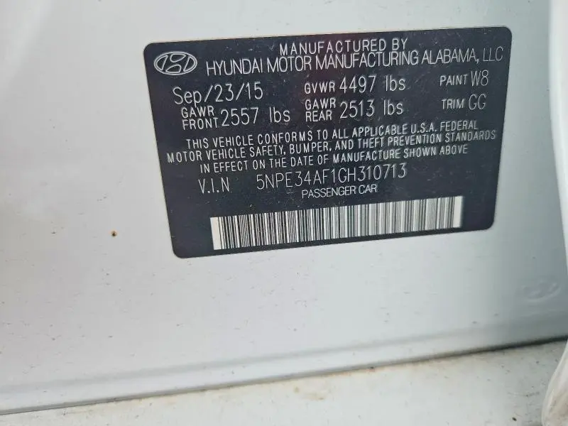 2016 HYUNDAI SONATA LIMITED  