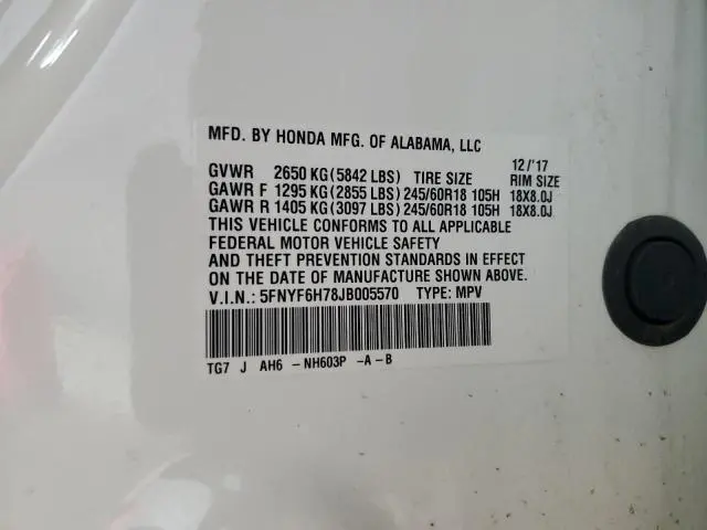 2018 HONDA PILOT EXLN