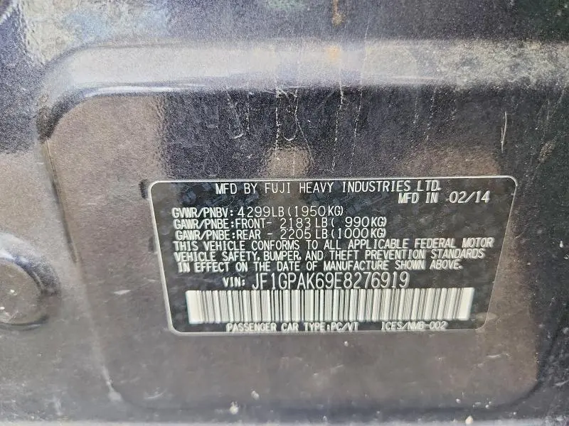 2014 SUBARU IMPREZA LIMITED  