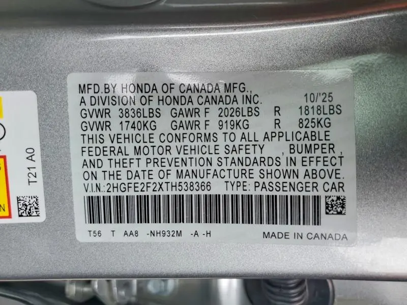 2026 HONDA CIVIC LX  