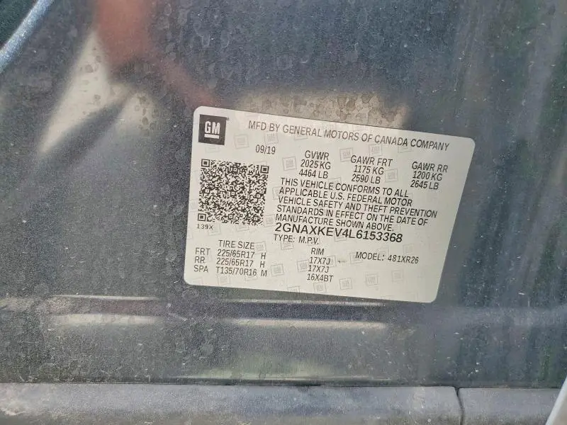 2020 CHEVROLET EQUINOX LT  