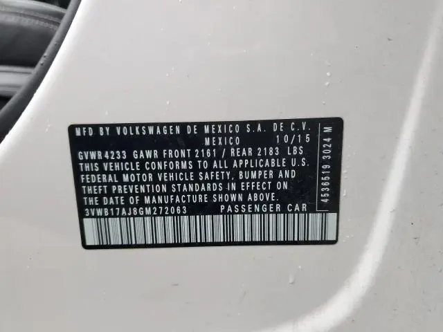 2016 VOLKSWAGEN JETTA SPORT  