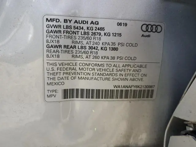 2019 AUDI Q5 PREMIUM  