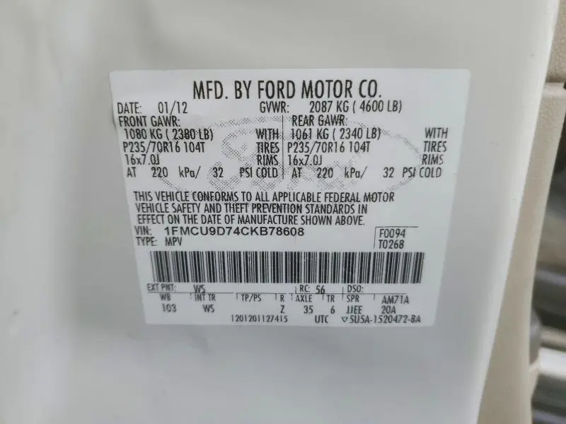 2012 FORD ESCAPE XLT  