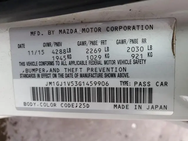 2016 MAZDA 6 TOURING  