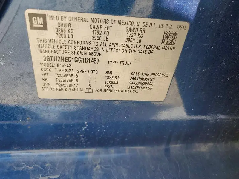 2016 GMC SIERRA K1500 SLT  