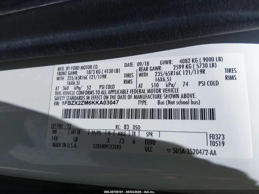 2019 FORD TRANSIT-350 XL