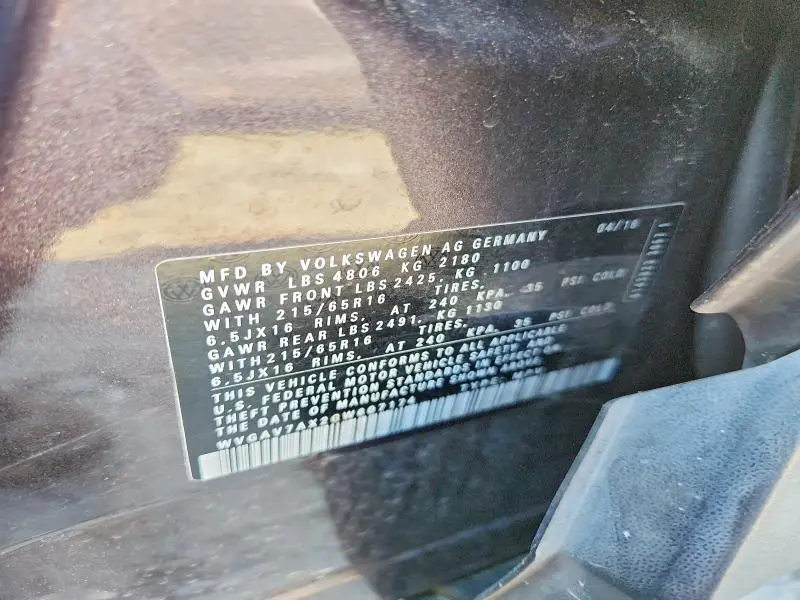 2016 VOLKSWAGEN TIGUAN S  