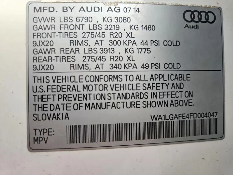 2015 AUDI Q7 PREMIUM PLUS  