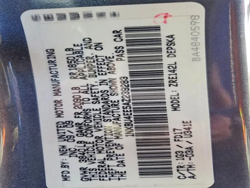 2010 TOYOTA COROLLA BASE  