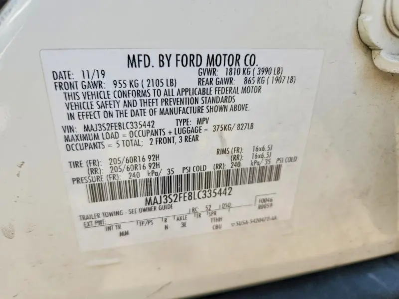 2020 FORD ECOSPORT S  