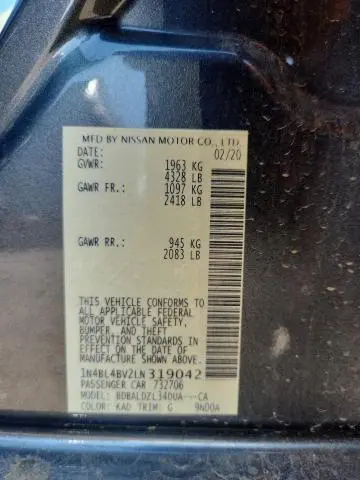 2020 NISSAN ALTIMA S  