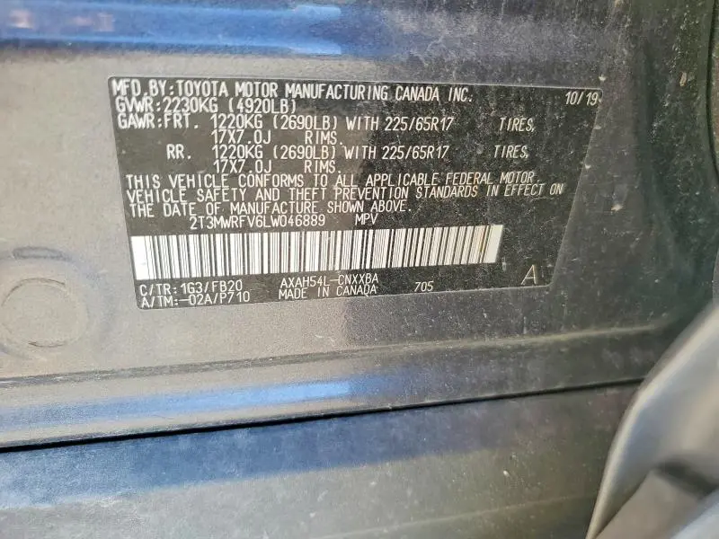 2020 TOYOTA RAV4 LE  
