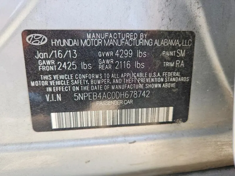 2013 HYUNDAI SONATA GLS  