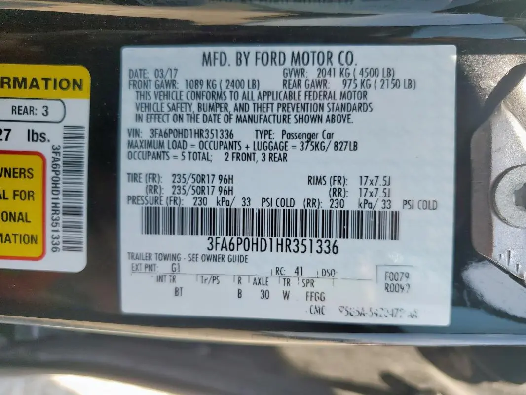 2017 FORD FUSION SE  