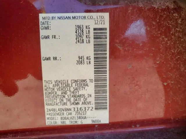 2022 NISSAN ALTIMA SV