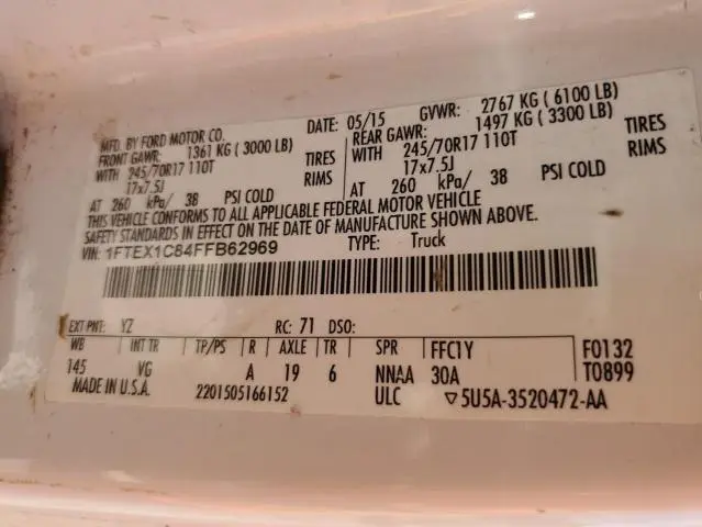 2015 FORD F150 SUPER CAB  