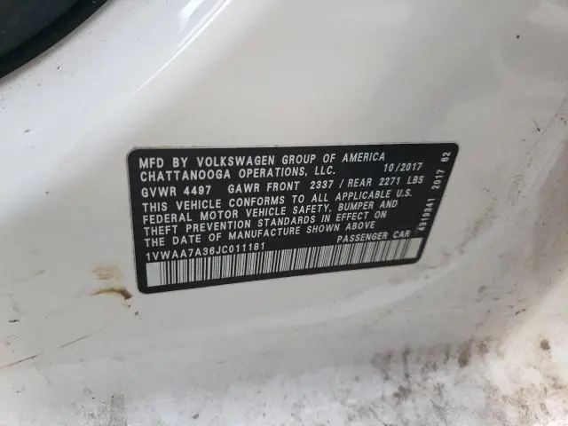 2018 VOLKSWAGEN PASSAT S  