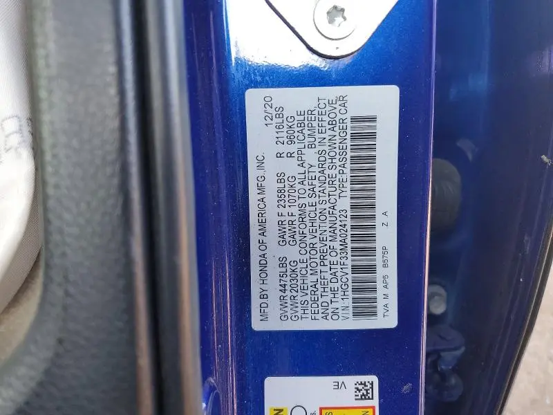 2021 HONDA ACCORD SPORT  