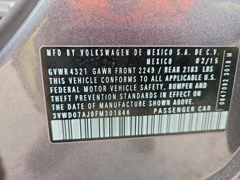 2015 VOLKSWAGEN JETTA SE  