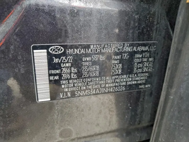 2022 HYUNDAI SANTA FE SEL  